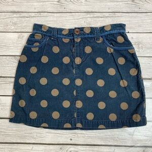 Boden Navy & Taupe Polka Dot Corduroy Mini Skirt